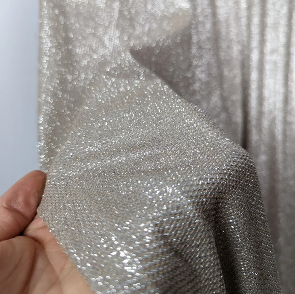 CINDERELLA DIVINE sz.2 Metallic Glitter Evening Formal Dress Champagne High Slit - Picture 14 of 16